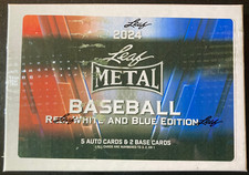 2024 LEAF METAL BASEBALL RED WHITE BLUE HOBBY BOX 5 AUTOS & 2 BASE ALL/3 OR LESS