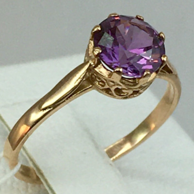 7mm Labor Erstellt Alexandrit Solitaire Engagement Vintage Ring Gelb Vergoldet