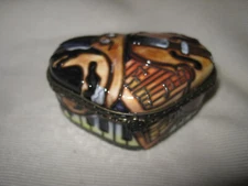 Benaya Hand Painted Musical Instrument Design 2-5/8" Trinket Box Signed MM '09