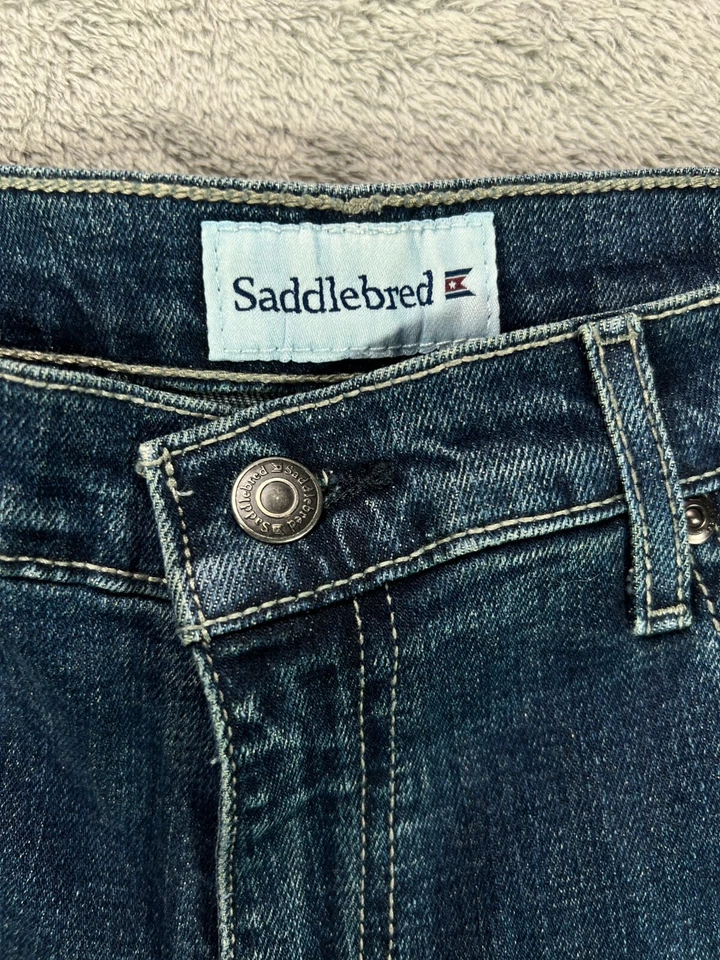 Pantalones de mezclilla SADDLEBRED para hombre 32x30 calce relajado azul lavado oscuro algodón informales Foto 4 de 4