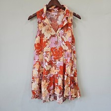 Show Me Your MuMu Women's Groovy Collared Mini Dress XS Multicolor Floral Rayon