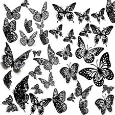 JOSDEOX 3D Butterflies Wall Decoration Sticker 48 Pcs 3 Sizes 4 Styles Remova...