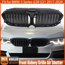 For 2017-20 BMW G30 Black+Chrome Front Upper Radiator Grille Active Air Shutter
