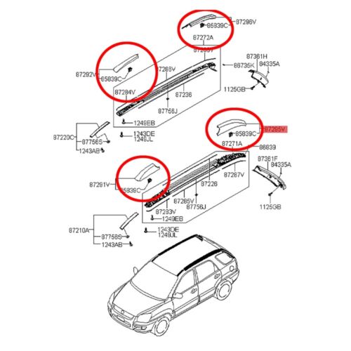 4Pc Roof Luggage Rack Bar Rail End Shell Cover for Kia Sportage 04-07 872981F000 - Picture 2 of 9