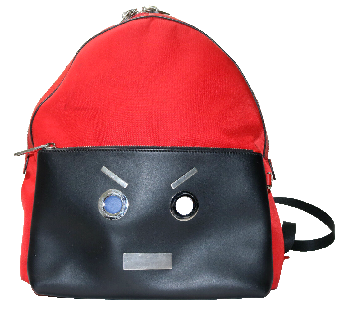 FENDI ターバン Fendi Face Backpack Daypack Red/black Nylon/leather 7vz012