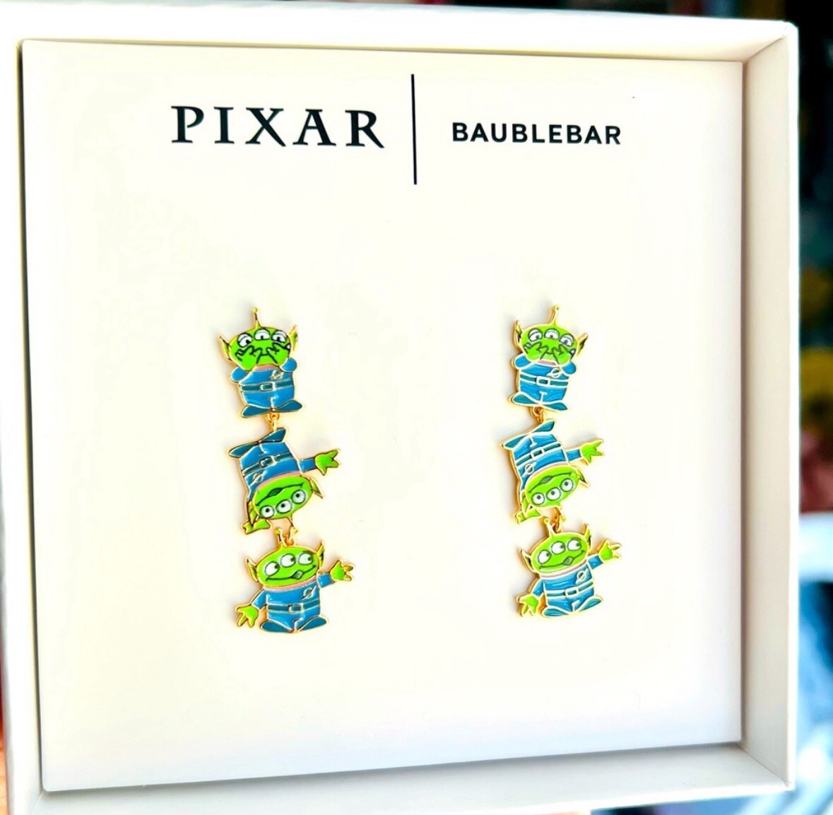 Disney Pixar BAUBLEBAR Toy Story Aliens Drop Earrings Enameled NIB
