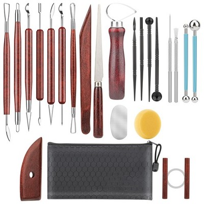 23PCS Clay Sculpting Tools Set Pottery Ceramic Polymer Modeling Kit Supplies