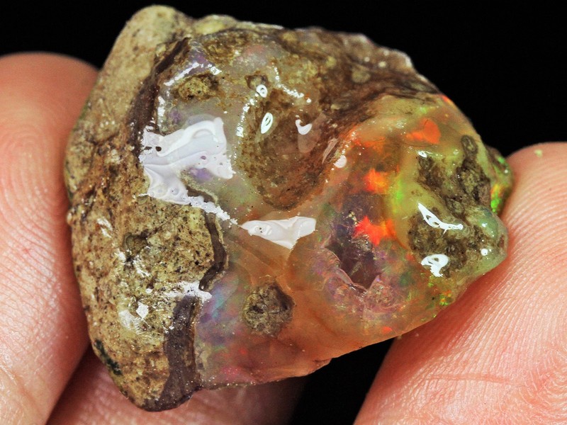 28Ct Ethiopian Black Opal Rough Specimen MSQO5193