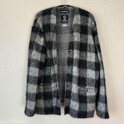 Monitaly x Minami Shoten Buffalo Check Cardigan Black/Gray M Used Vintage Style