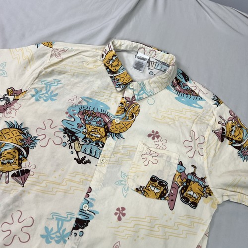 Bob Esponja Pantalones Cuadrados Camisa Hawaiana Para Hombres XL Abotonada Playa Relajarse Beber Usada en Excelente Condición - Imagen 2 de 9