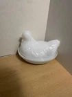 4.5" Translucent Milk Glass Hazel Atlas Hen On Nest VTG.