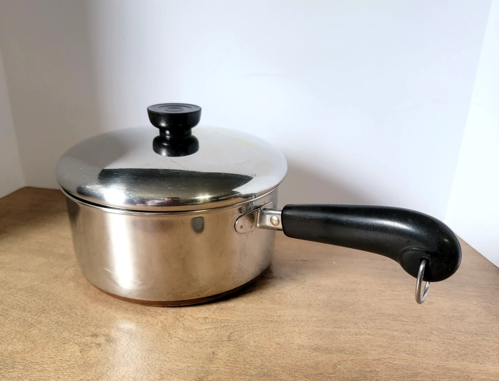 VTG REVERE WARE 2 Qt Copper Bottom Sauce Pan Pot Lid Clinton, ILL USA
