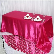 2 PACK 90" x 132" Fuchsia Satin Rectangle Tablecloth Table Cover Linens