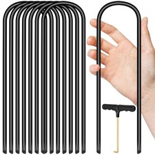 Trampoline Stakes U Shaped Anchors Heavy Duty Metal - Long Trampolines Ground...