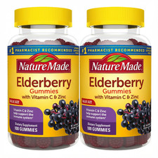 2 Pack Nature Made Elderberry Gummies With Vitamin C  Zinc Supplement 100 04/27