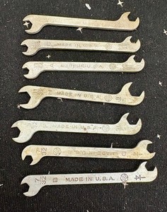 Vintage K Star Tool Ignition Wrenches Lot Of 7 Different Sizes USA SAE 3" Long