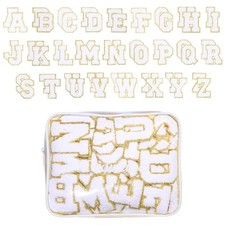 Chenille Letter Patches Iron On, 52 Pieces A-Z 2 Sets Preppy Embroidered Patc...