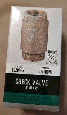 Water Source Brass Check Valve 1'' 200psi CV100NL