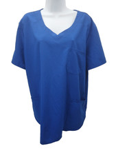 ScrubStar Womens Scrub Top Blue Size 2 XL V-Neck Shirt Short Sleeve Pockets