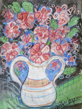 Santiago Cogorno - Tecnica mixta original - Florero - Firmada
