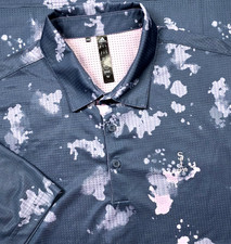 Adidas Mens Golf Performance Polo M Blue Camo Multicolor Mesh Short SLeeve Shirt