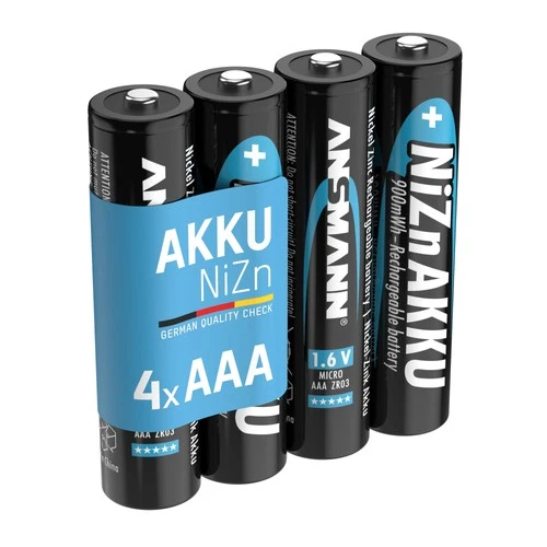 ANSMANN Micro NiZn Akku AAA 1,6V 900mWh - Ni-Zn Accu AAA wiederaufladbar, 4 Stk.