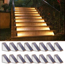 Solar Step Lights 16 Pack Warm White Outdoor Solar Powered Ip67 Waterproof Auto 