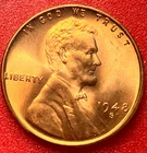 1948-S Lincoln Wheat Cent Penny GEM RED BU From an Original Bank Roll