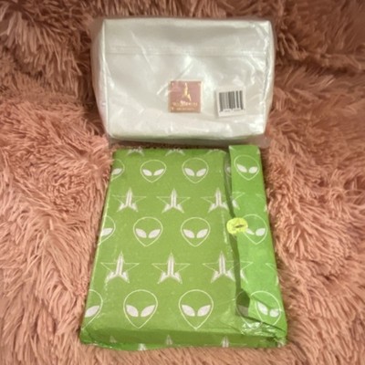 Jeffree Star Cosmetics Alien Eyeshadow Palette and RARE white glitter makeup bag