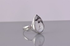 Sterling Silver Dendritic Agate Teardrop Band Ring 925 Sz: 7