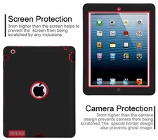 Black Red Protective iPad Case for iPad 2/3/4