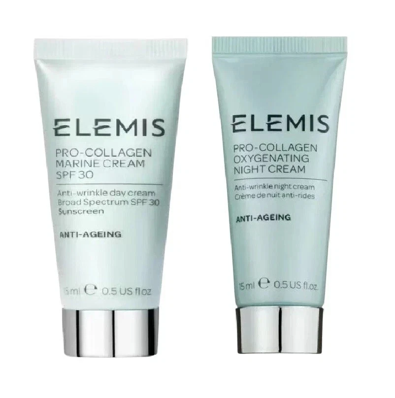 Elemis Pro-Collagen Day & Night Cream Duo 2x15ml Marine SPF30 & Night Cream NEW
