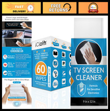 XL Screen Cleaning Wipes - Lint-Free, Streak-Free, Fast-Drying, 60 Count - Remov