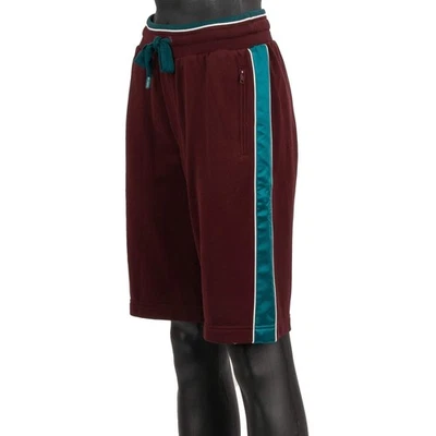 Dolce & Gabbana Algodón Pantalones Cortos Con Dg Logo Bordeaux Rojo Azul 11389 - Imagen 1 de 4