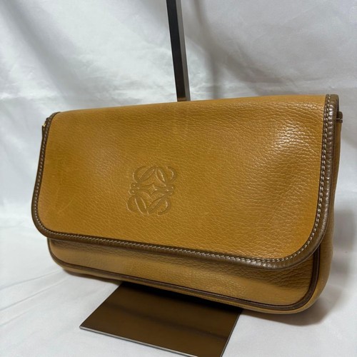 Loewe Brown Leather Anagram Logo Clutch Bag Japan
