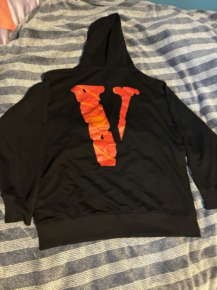 VLONE Black Pullover Staple V Hoodie XL Orange V Graphic Print