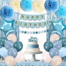 Blue Happy Birthday Party Decorations for Women Girls