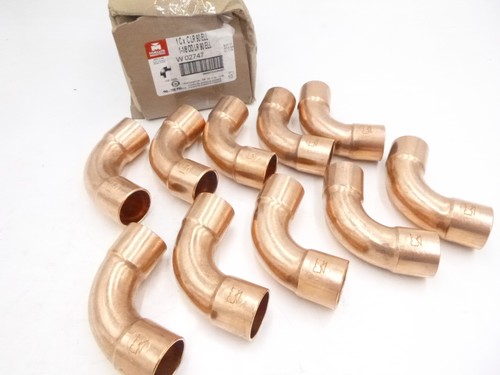 10 Pack Mueller Streamline HVAC Copper 90° Elbow Long Radius 1-1/8" W02747