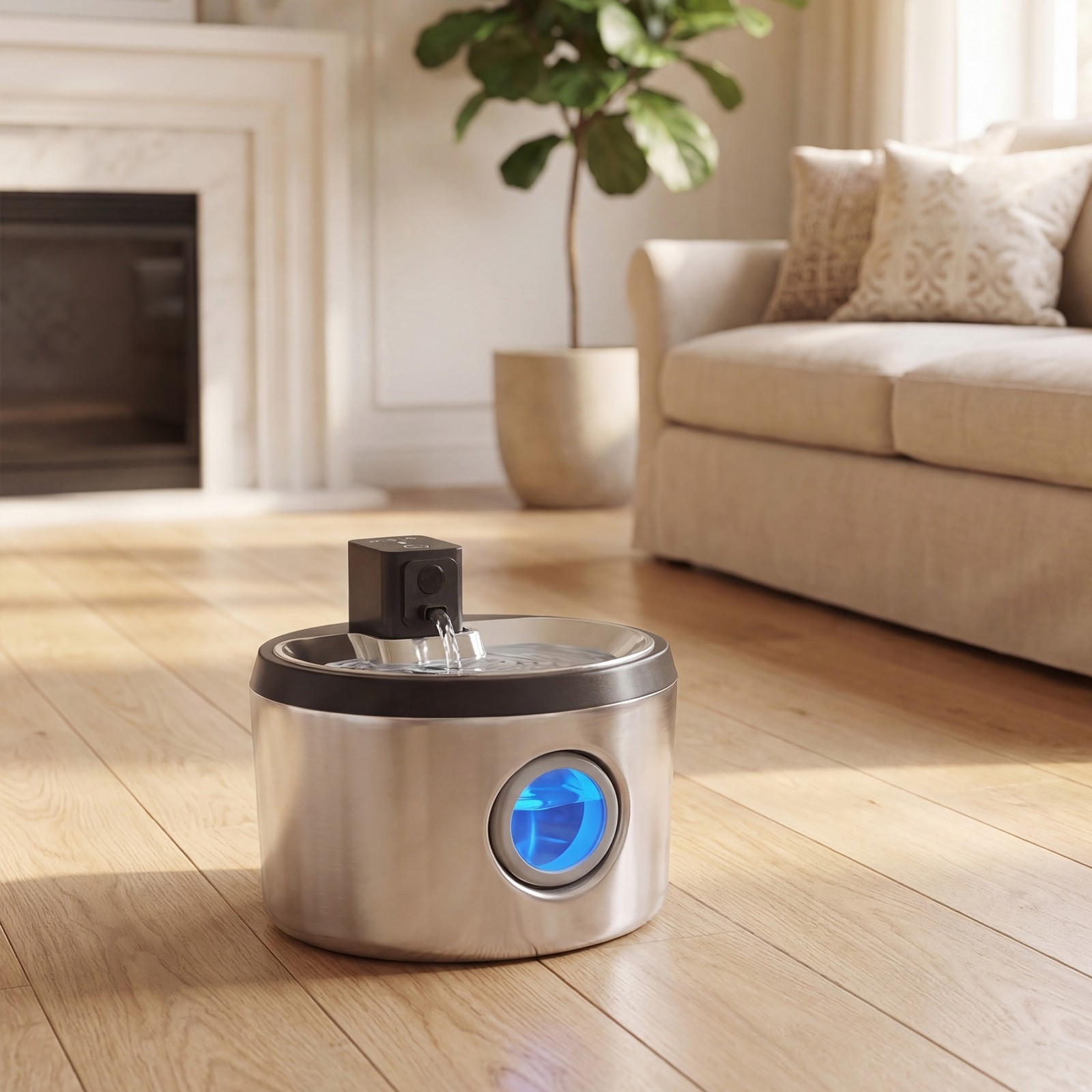 Stainless Steel Wireless Cat Water Fountain 4L