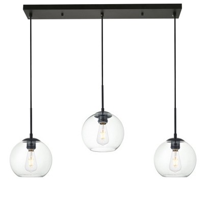 Elegant Lighting LD2236 Baxter 3 Light 36''W Linear Pendant - Black