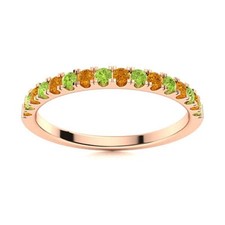 2MM Round Citrine  Peridot 925 Sterling Silver Rose Plated Eternity Women Ring