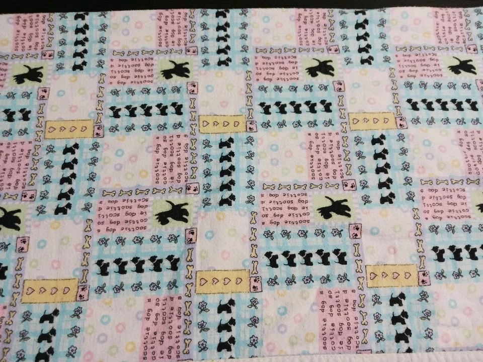 Handmade Baby Blanket Flannel SCOTTIE DOGS Scottish Terrier 30x30 - Image 2 of 4