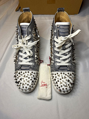   2016 Christian Louboutin Louis Pik Pik Flat Calf/Python Frozen White Silver