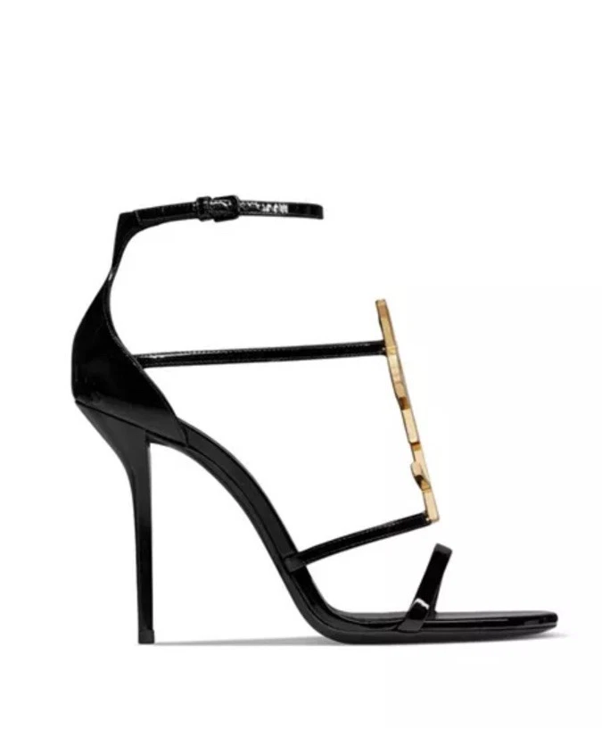 Tacones YSL Saint Laurent charol negro para mujer talla 10,5 EE. UU. 41 1/2 #ysl4 Foto 3 de 4