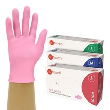 PACK OF 100 PINK NITRILE POWDER AND LATEX FREE DISPOSABLE GLOVES BEAUTY SALON