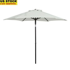 7.5 Ft Round Market Patio Umbrella Push-Up Tilt Fade Resistant Steel Frame New
