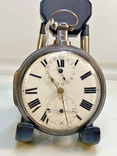 Antique Verge fusee sterling silver gents pocket watch with Day indicator