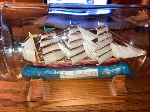 Antique Vintage Ship in a Teachers Scotch Bottle Nautical Maritime Folk Art RARE
