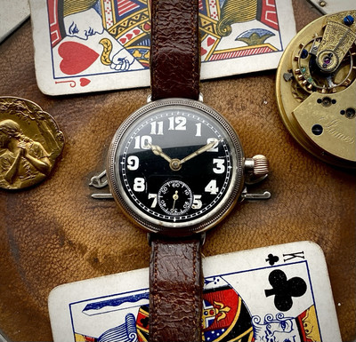 1916 WW1 Royal Flying Corps Borgel Silver Trench watch HMS