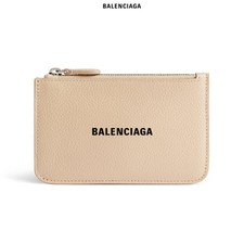 Balenciaga Long Coin Card Holder, Women's Size Large - Beige/Black Grain